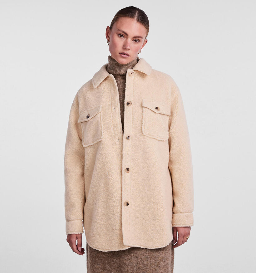 Pieces Nila Manteau teddy en Beige pour femmes (332865)