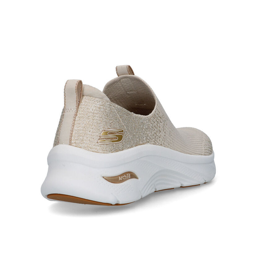 Skechers Arch Fit D'Lux Glimmer Dust Beige Slip-on sneakers voor dames (325457) - geschikt voor steunzolen