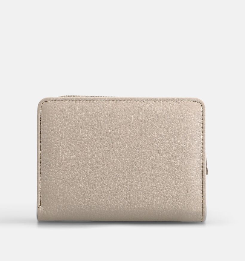 Crinkles Porte-monnaie zipp&eacute; en Beige pour femmes (373845)
