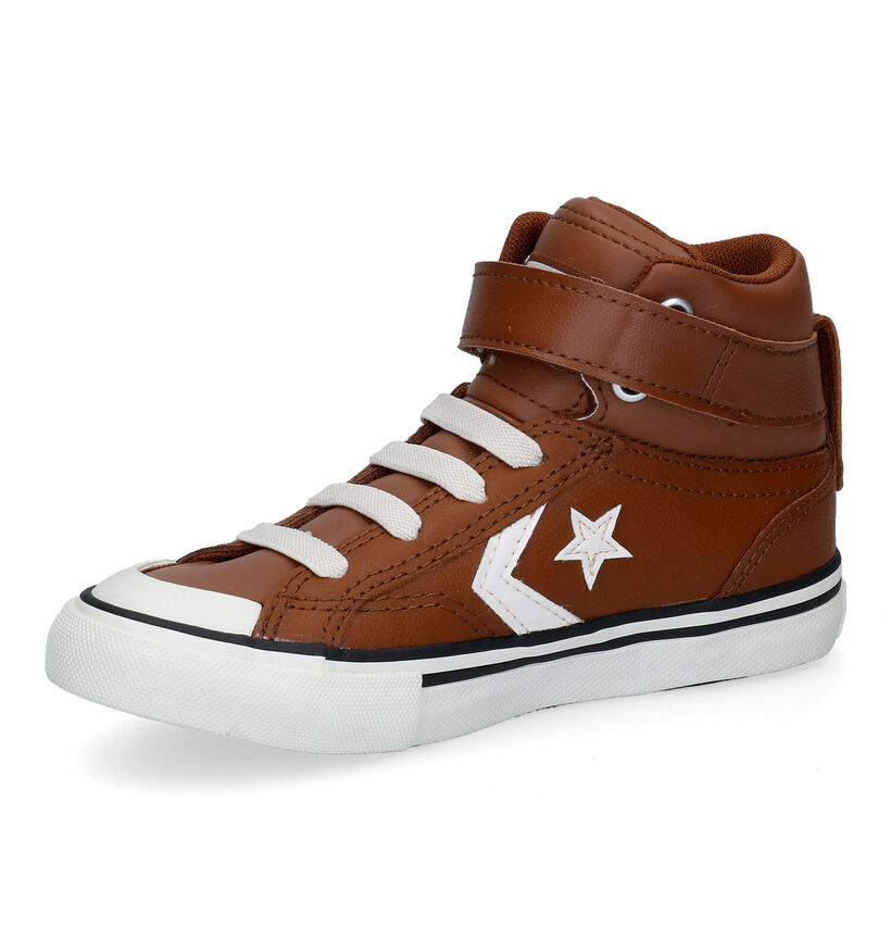 Converse Pro Blaze Strap HI Baskets en Cognac en cuir (299951)