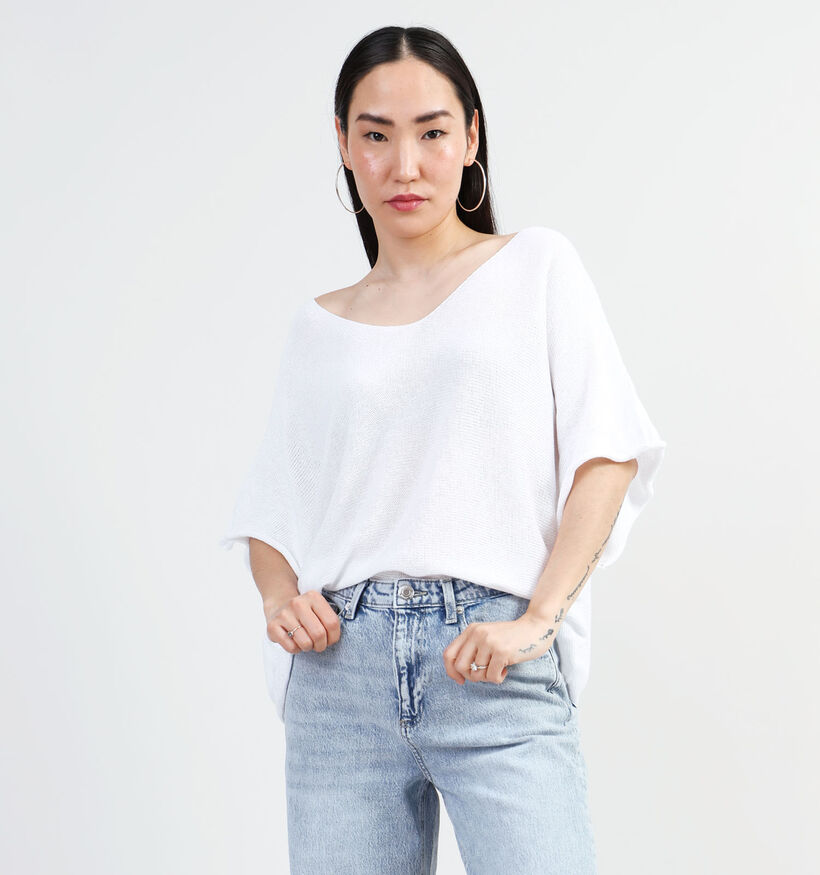 Dolce C. Pull avec col en V en Blanc pour femmes (349574)