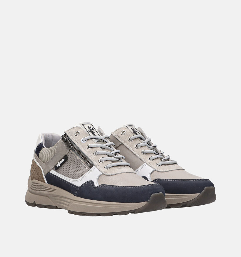 Australian Connery Beige/Blauwe Rits-Veterschoenen voor heren (369708) - geschikt voor steunzolen