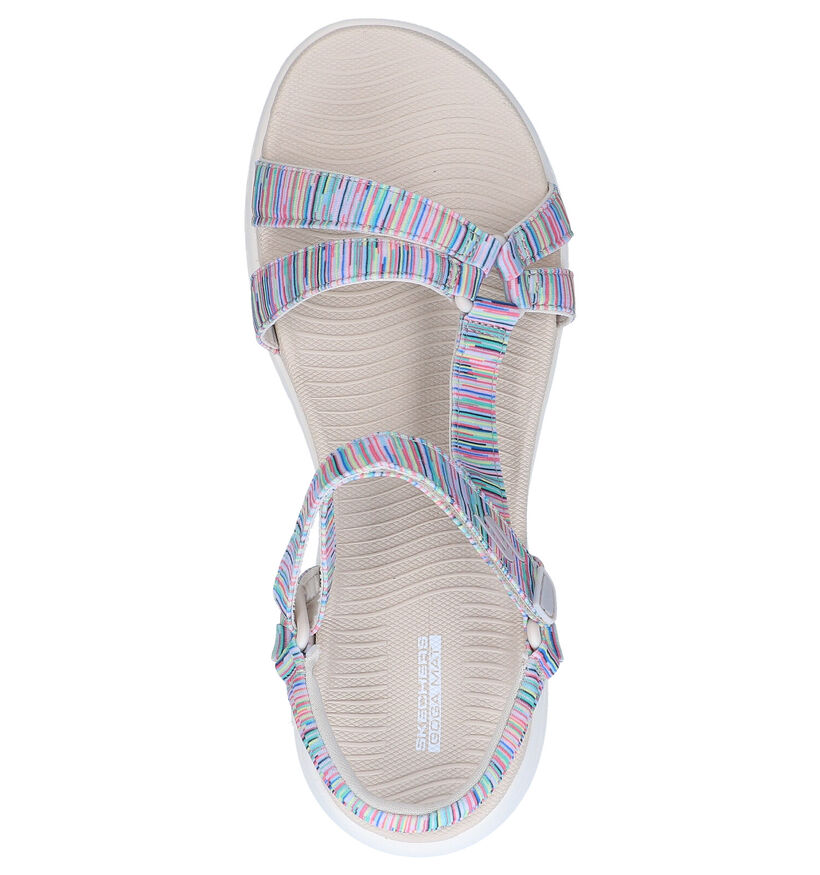Skechers Sandales plates en Bleu foncé en textile (290290)