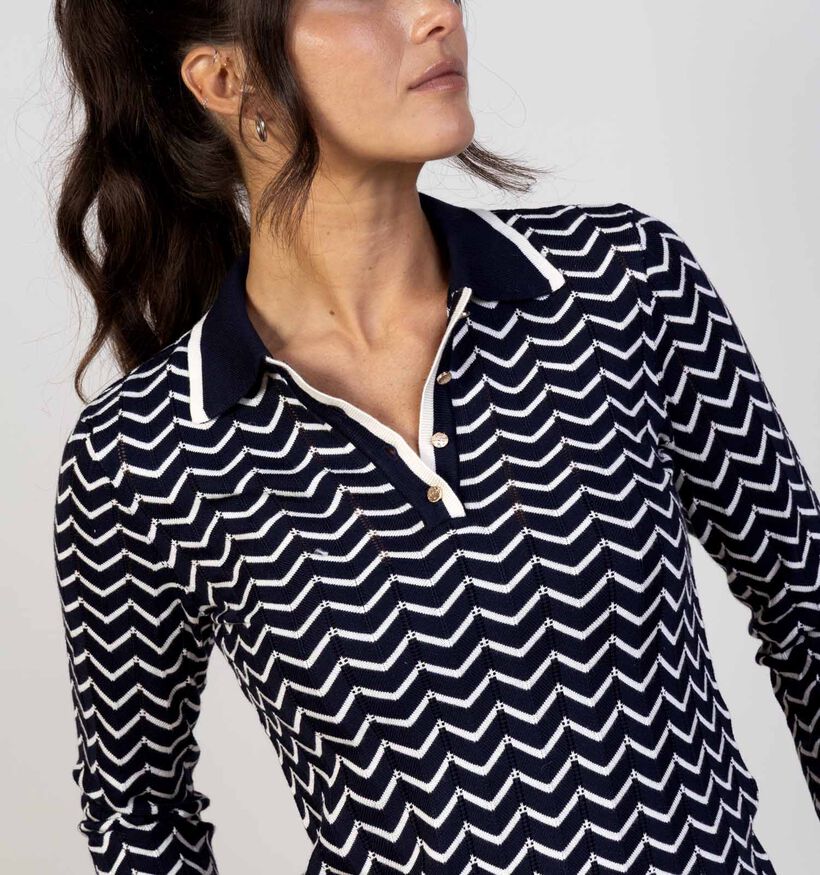 Vila Ellora Pull en Bleu foncé/Blanc pour femmes (368104)