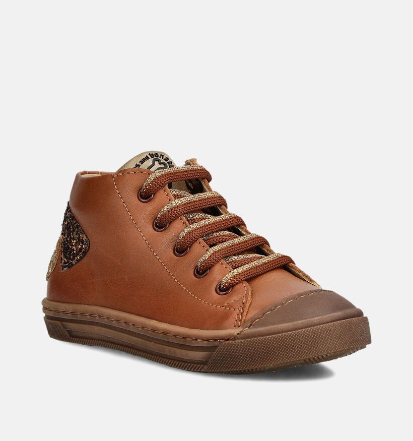 STONES and BONES Myra Cognac Hoge Sneakers voor meisjes (362003) - geschikt voor steunzolen