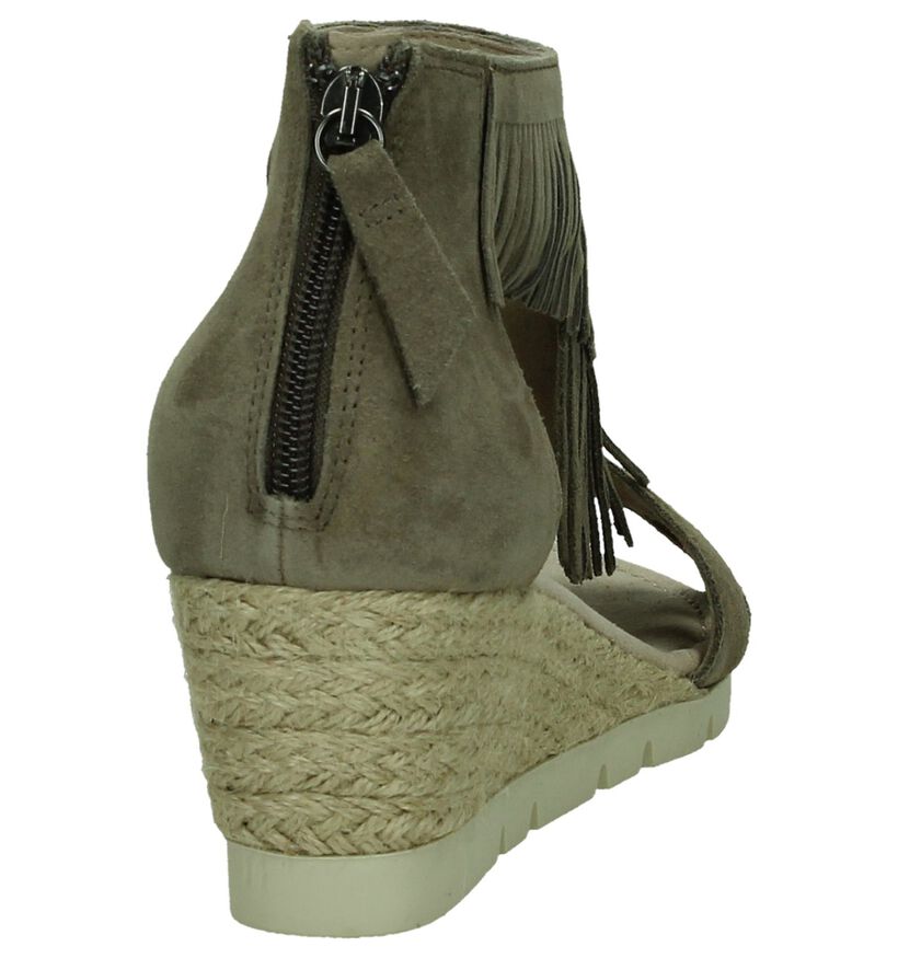 Taupe Gabor Sandalen Sleehak met Franjes, , pdp