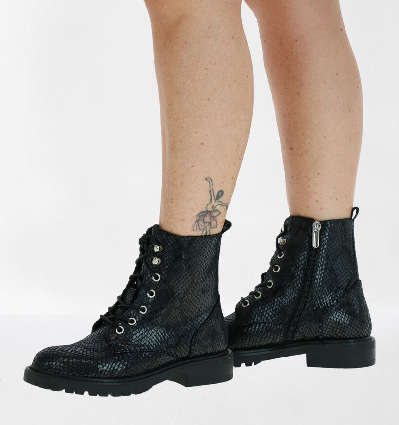 Youh! Boots à lacets en Noir en simili cuir (278177)