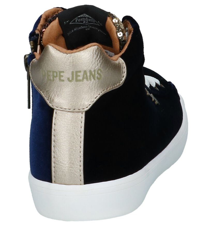 Pepe Jeans Baskets hautes en Bleu foncé en velours (225520)