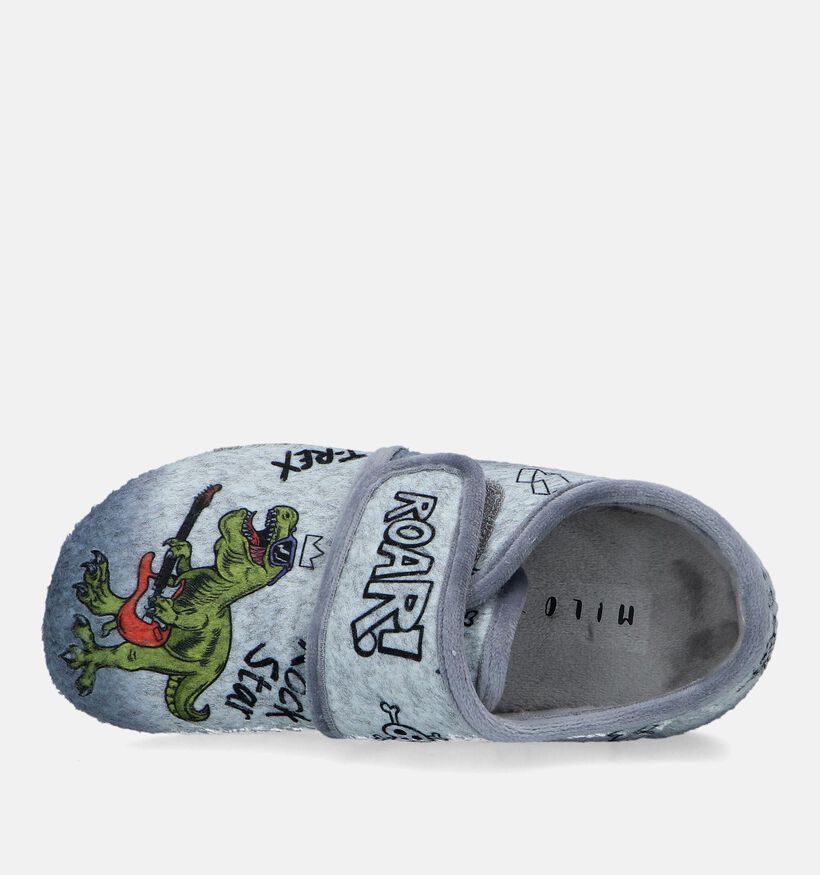 Milo & Mila Pantoufles fermées en Gris pour garçons (332281) - pour semelles orthopédiques