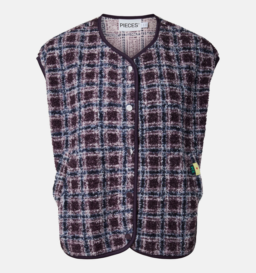 Pieces Katty Teddy Gilet en Bordeaux pour femmes (382233)