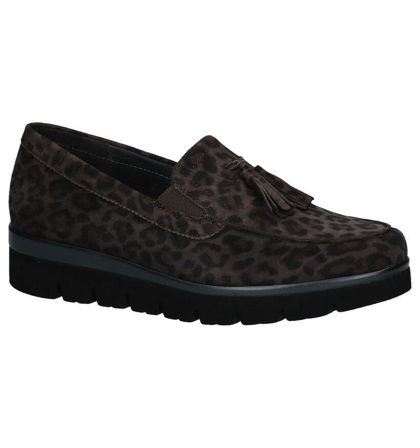 Bruine Gabor Mocassins met Luipaardprint in daim (231251)