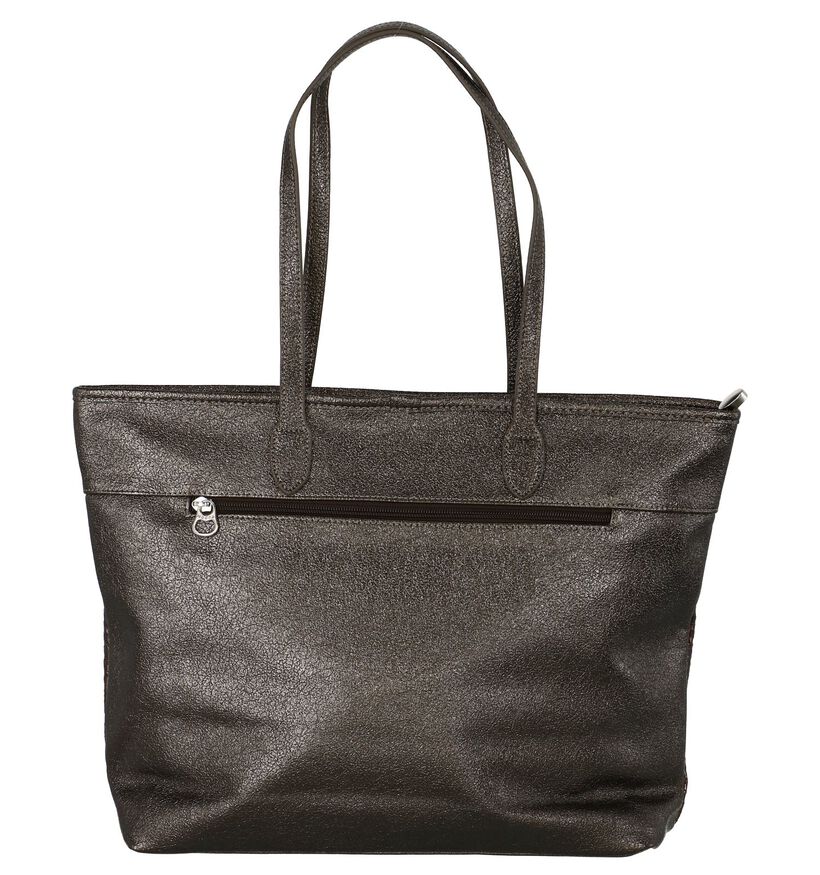 Bronzen Shopper met Slangenprint Mocca in kunstleer (235826)