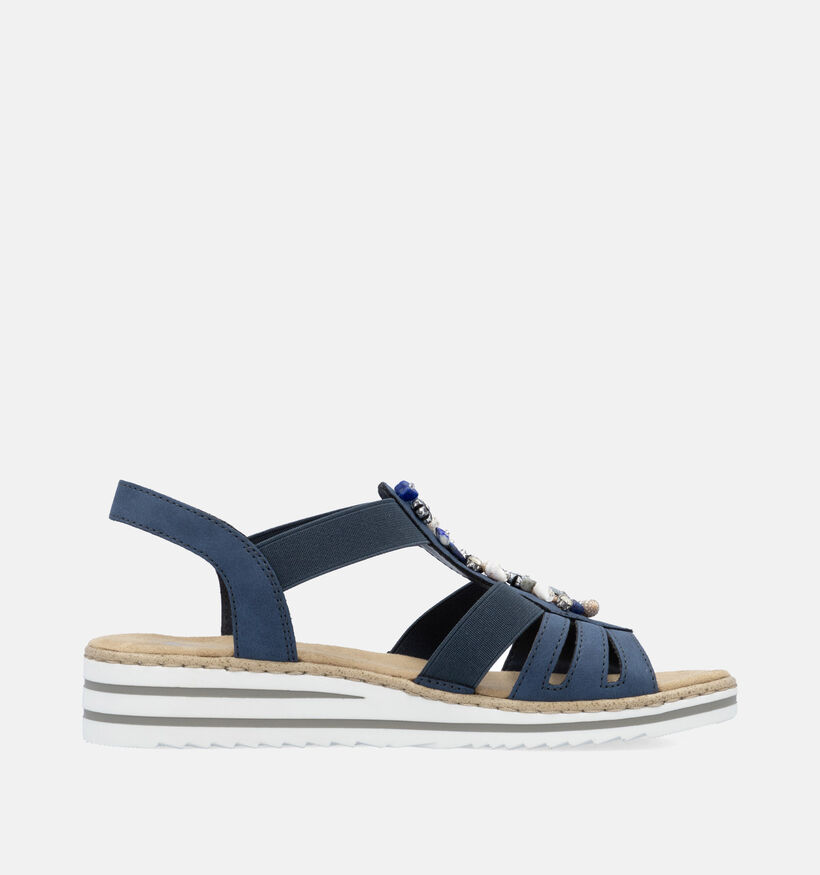 Rieker Sandales talon compensé en Bleu pour femmes (354920)