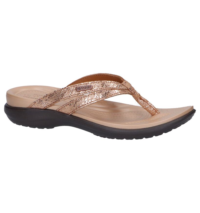 Crocs Capri Nu-pieds à talons en Bronze en cuir (244741)