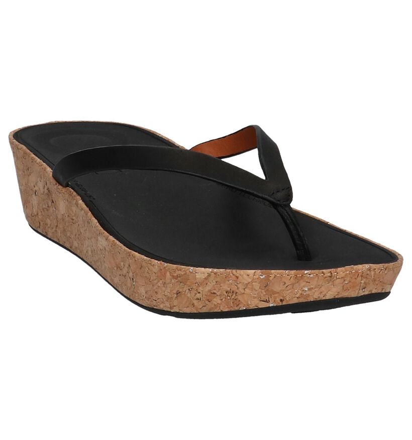 FitFlop Linny Toe-Thong Sandals Leather Zwart in leer (212844)