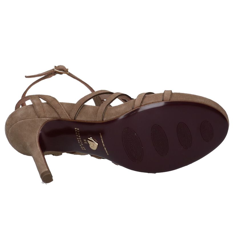 Taupe Sandalen met Hoge Hak Tamaris Heart & Sole in daim (214231)