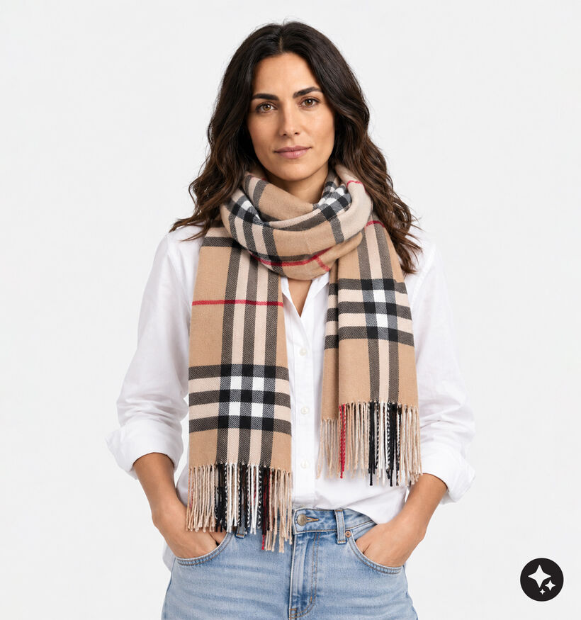 Laurent David Tartan Ch&acirc;le en Noir/Brun pour femmes (382920)