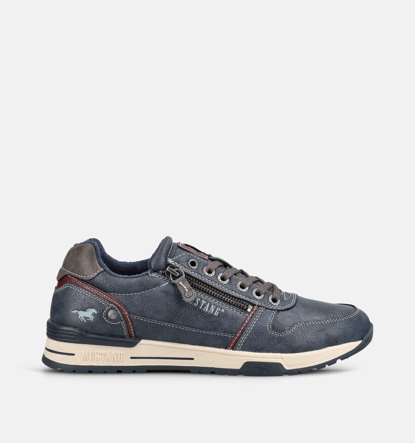 Mustang Donkerblauwe Schoenen met Veter en Rits voor heren (377346) - geschikt voor steunzolen