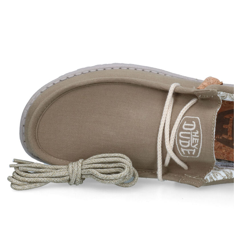 HEYDUDE Wally Linen Natural Chaussures à enfiler en Vert pour hommes (324855) - pour semelles orthopédiques