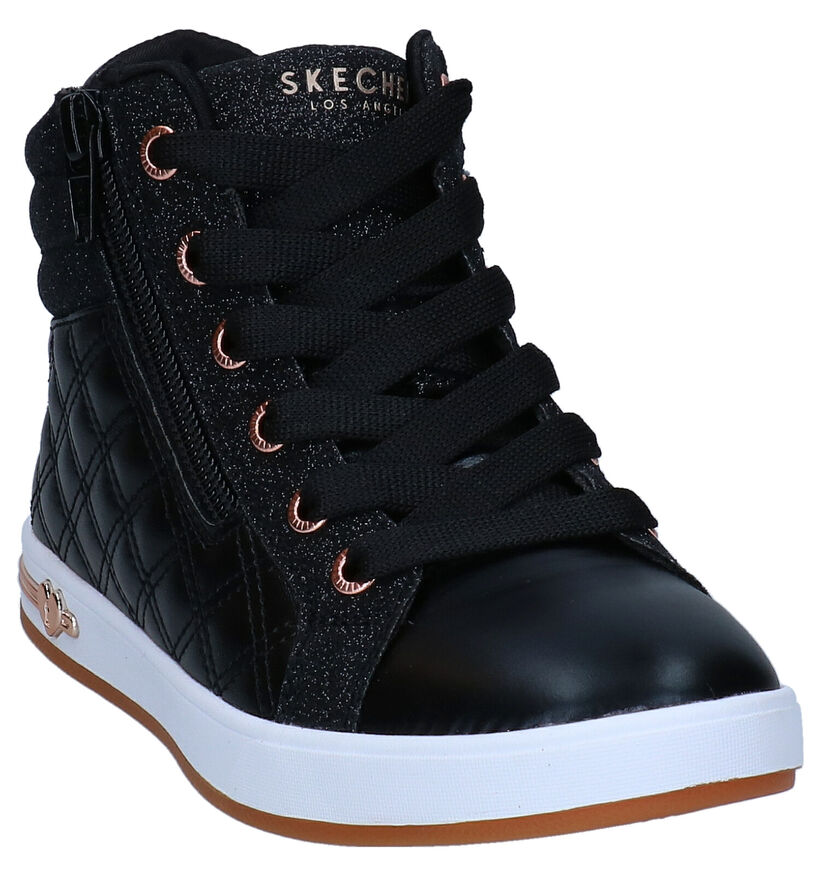 Skechers Shoutouts Quilted Squad Zwarte Hoge Sneakers voor meisjes (327983)