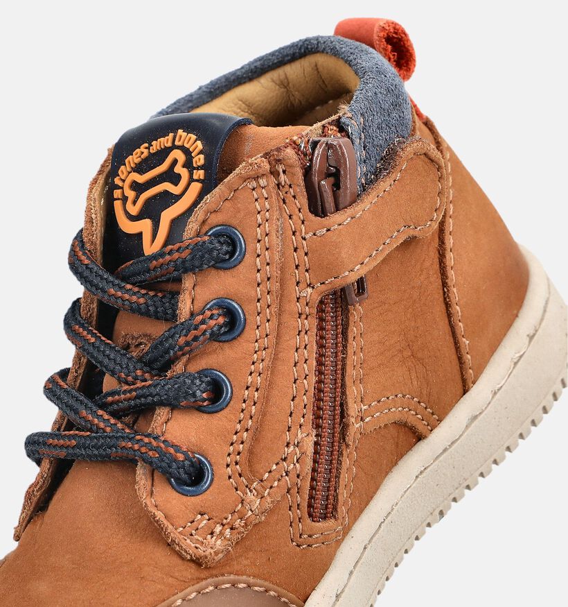 STONES and BONES Nipo Boots &agrave; lacets en Cognac pour gar&ccedil;ons (378231) - pour semelles orthop&eacute;diques