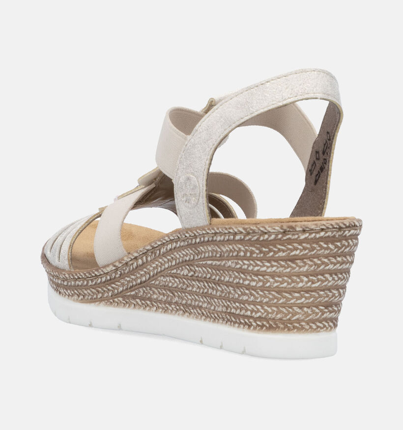 Rieker Beige Sandalen met sleehak voor dames (354942)