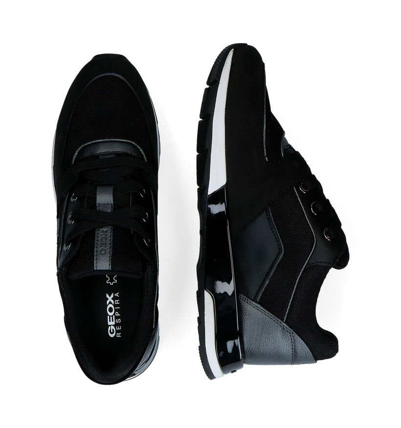 Geox New Aneko Zwarte Sneakers in leer (301056)