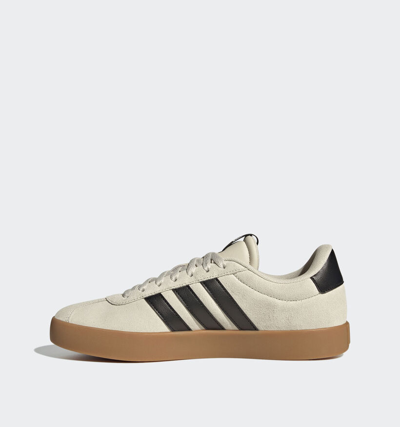 adidas VL Court 3.0 Baskets sportives en Beige/Noir pour femmes (359450) - pour semelles orthopédiques