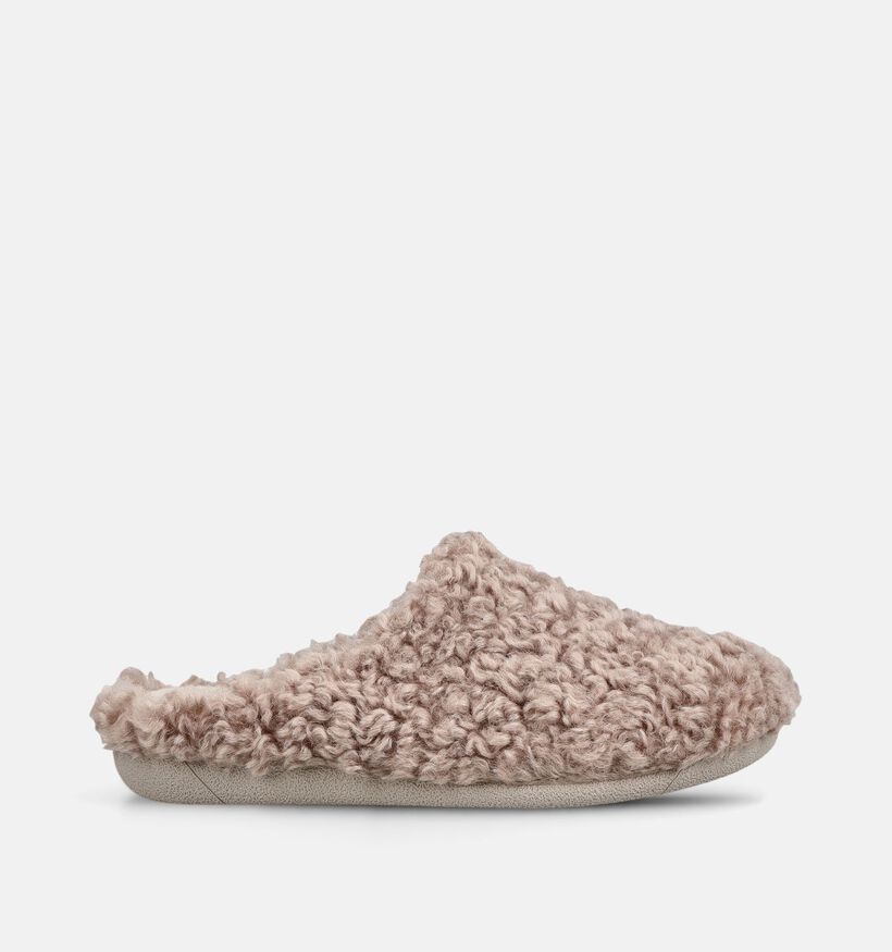 Milo & Mila Taupe Teddy Open Pantoffels voor jongens, meisjes (381130) - geschikt voor steunzolen