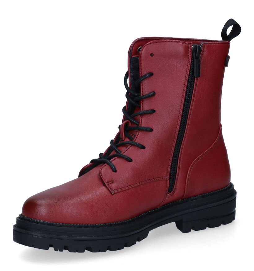 Mustang Boots à lacets en Rouge foncé en simili cuir (298148)