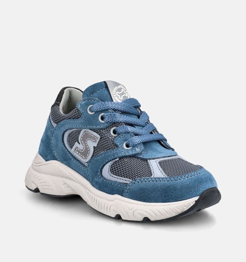 STONES and BONES Pepin Blauwe Schoenen met Veter en Rits voor jongens (381403) - geschikt voor steunzolen