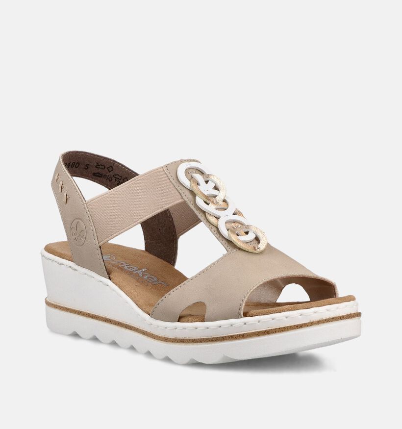 Rieker Sandales compens&eacute;es en Beige pour femmes (370419)