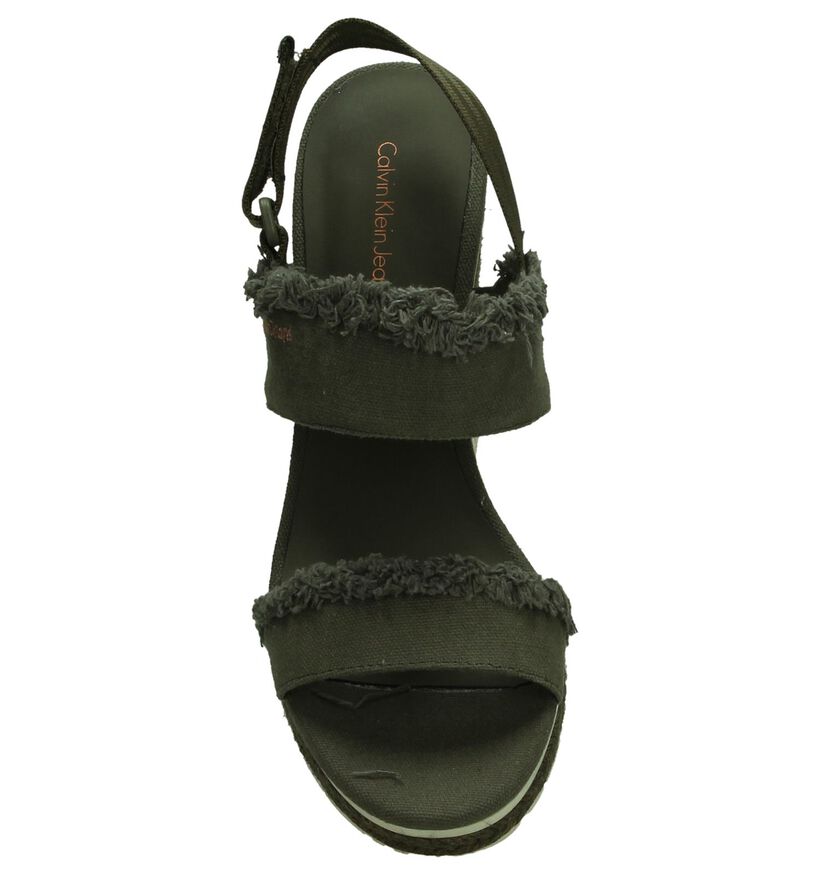 Calvin KLein Lael Kaki Sandalen met Sleehak, , pdp