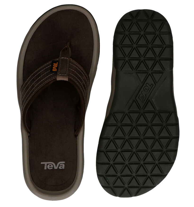 Teva Langdon Flip Bruine Teenslippers in leer (289135)