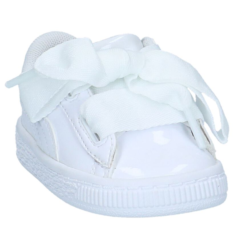 Puma Basket Heart Patent Witte Sneakers in kunstleer (209895)
