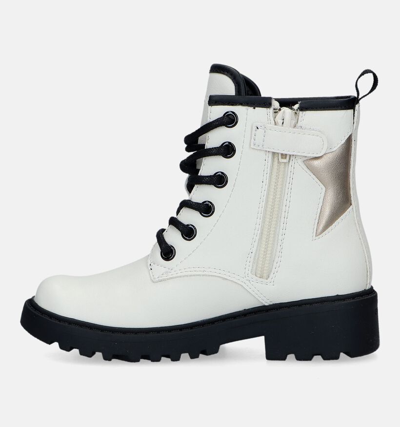 Geox Casey Ecru Veterboots voor meisjes (328519) - geschikt voor steunzolen