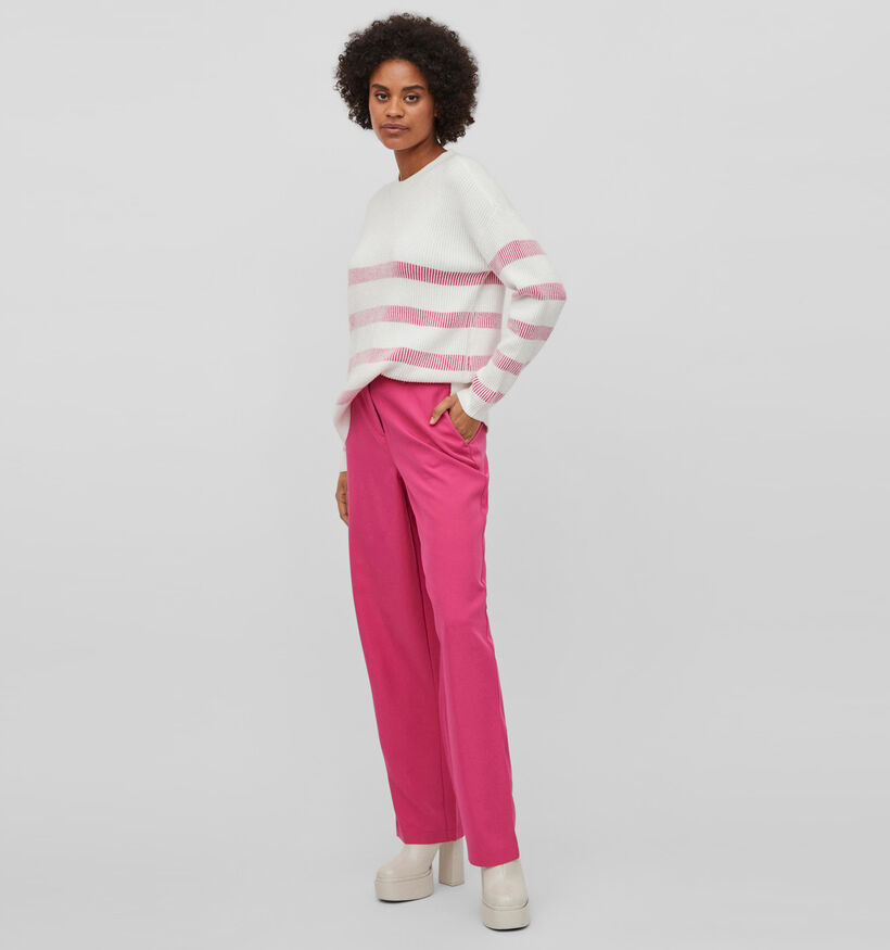 Vila Viril Pull à raye en Blanc / Rose pour femmes (326957)