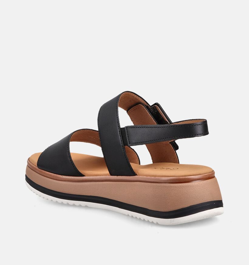 Gabor Sandales compens&eacute;es en Noir pour femmes (371133)