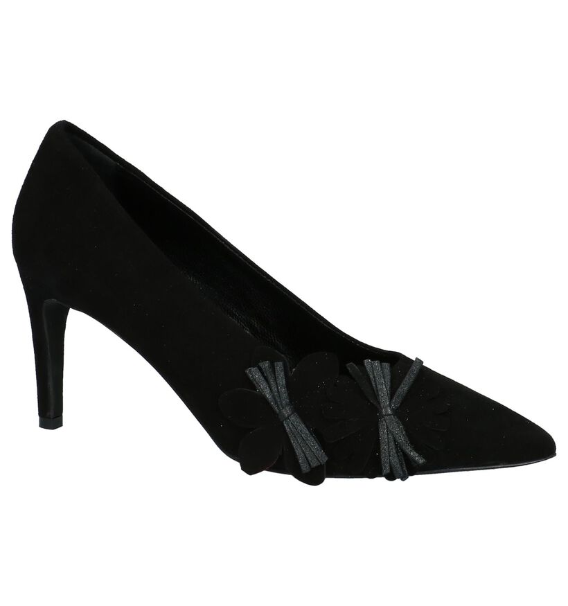 Zwarte Pumps met Bloemen Christian Daniel in daim (210596)