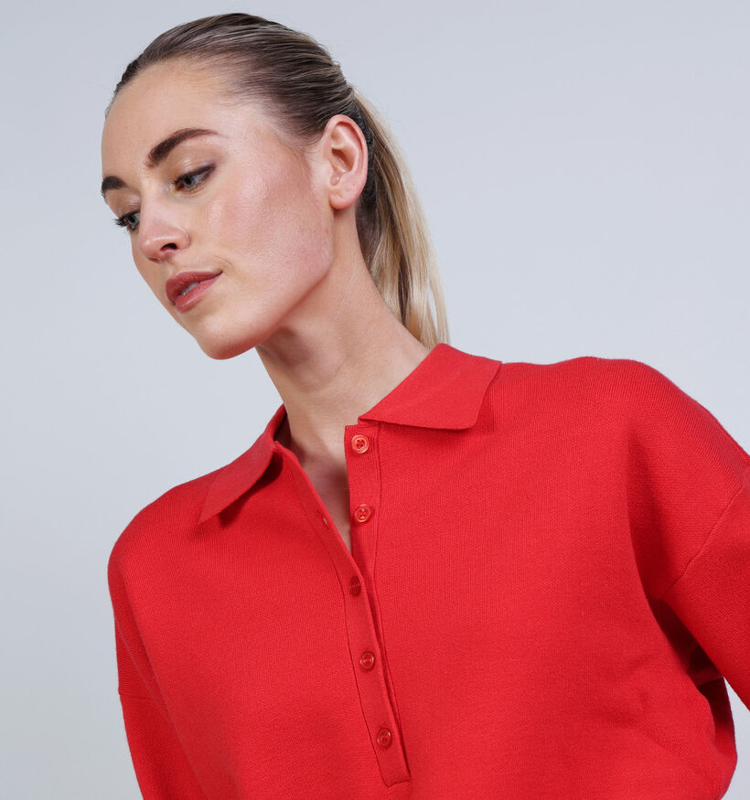 Minus Lupi Polo Knit Rode Polotrui voor dames (371821)