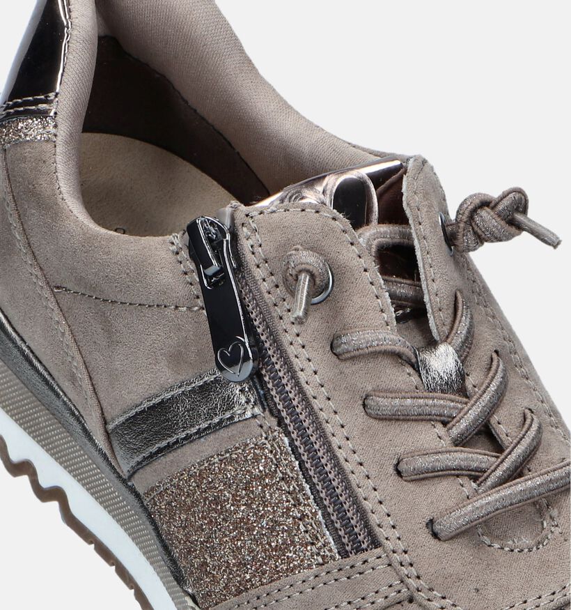 Marco Tozzi Chaussures à lacets en Bleu foncé Marco Tozzi Baskets casual en Taupe pour femmes (344571) - pour semelles orthopédiques