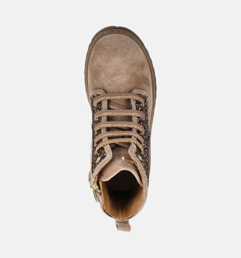 STONES and BONES Blesa Boots &agrave; lacets en Beige fonc&eacute; pour filles (378224) - pour semelles orthop&eacute;diques
