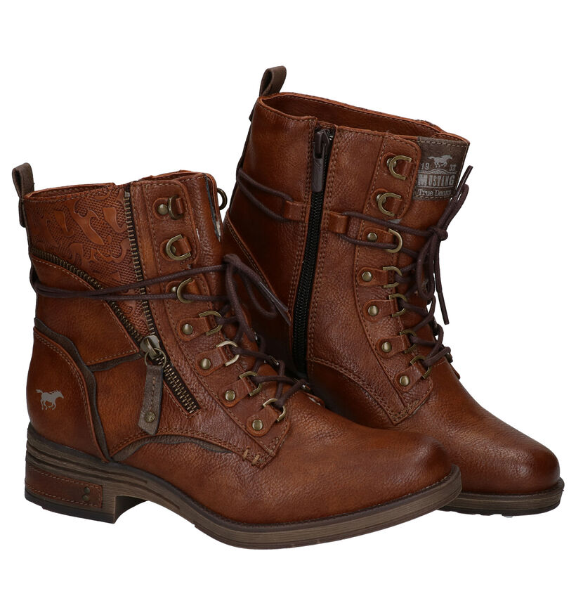 Mustang Cognac Boots in kunstleer (294293)