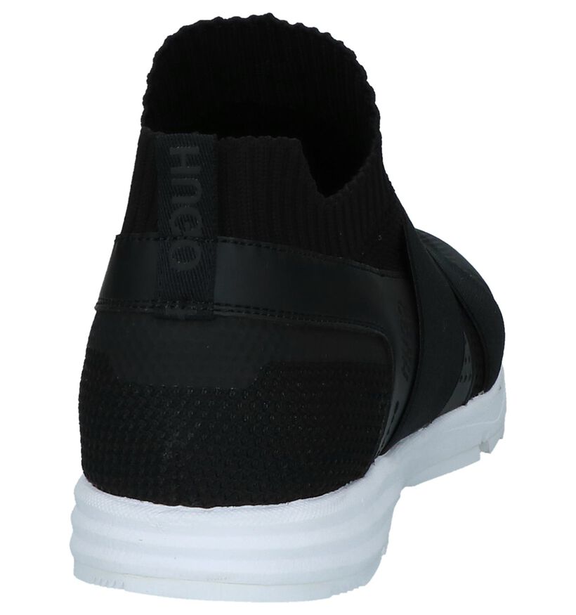 Zwarte Slip-on Sneakers Hugo Boss Hybrid Runn in stof (226666)