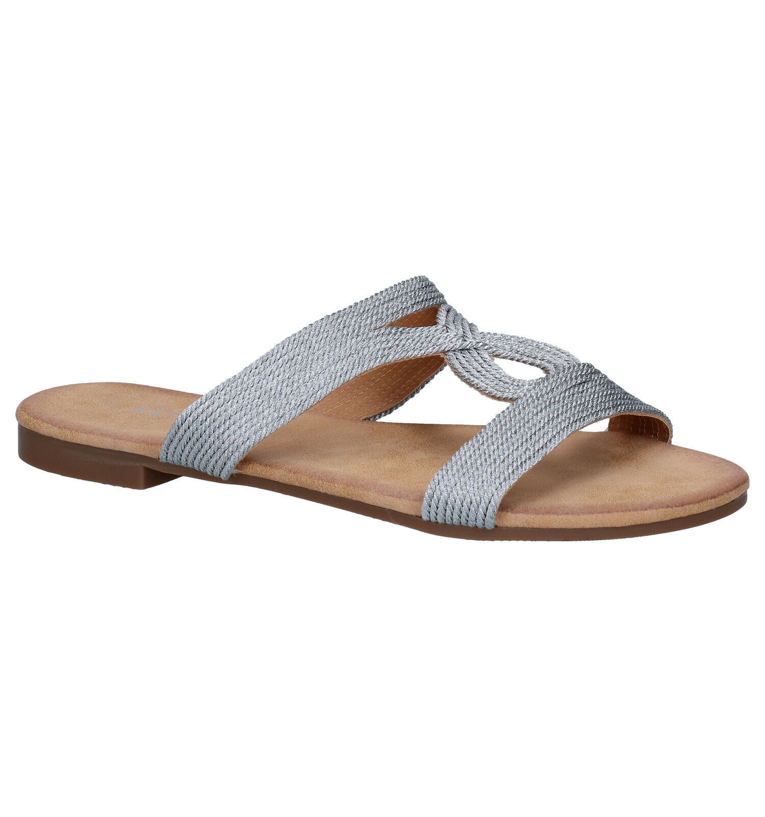Zilveren slippers dames store