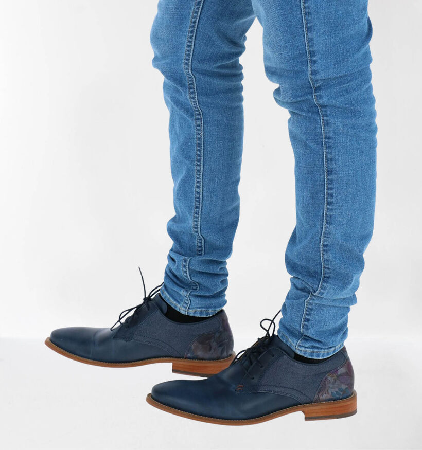 Bullboxer Blauwe Geklede Veterschoenen in stof (286574)