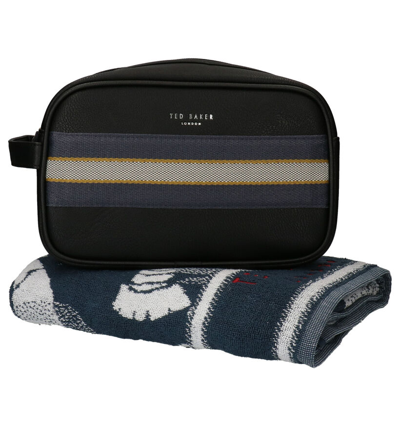 Ted Baker Washset Zwarte Toilettas + Blauwe Handdoek in kunstleer (261108)