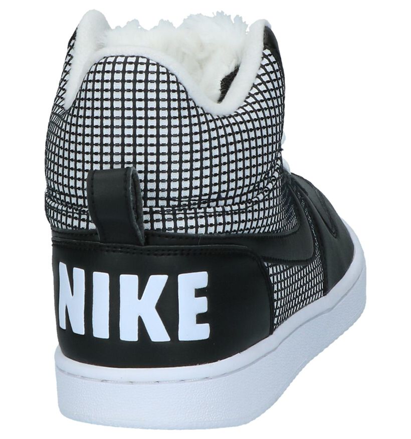 Hoge Sneakers Nike Court Borough Zwart met Wit in stof (205601)