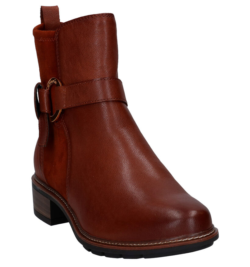 Tamaris Touch it Cognac Enkellaarzen in stof (297021)