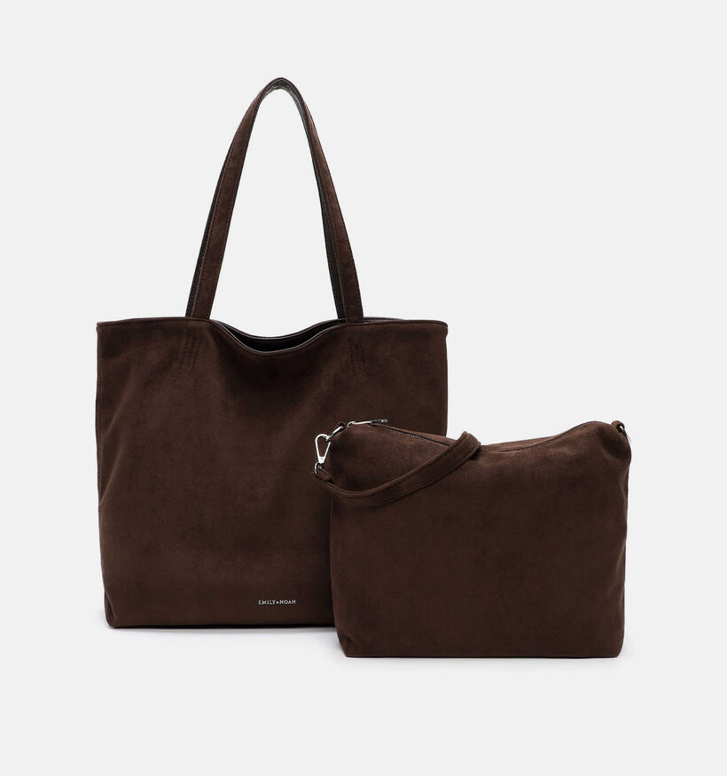 Emily & Noah Eva Suede Cabas en Brun fonc&eacute; pour femmes (378841)